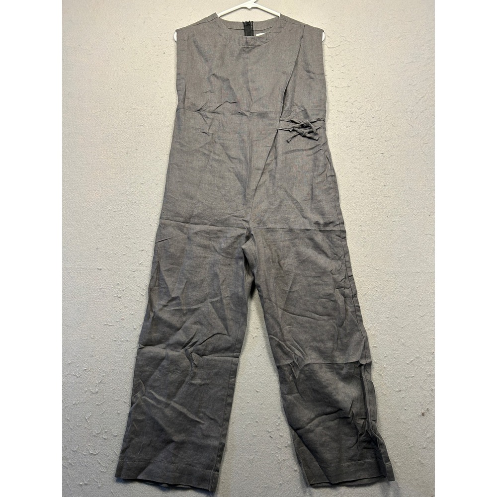 Zara Jumpsuit Linen Blend Grey Side Tie Wide Leg Size 13-14 CM 164 Girls